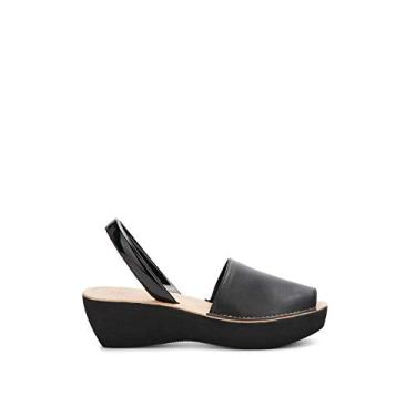 Imagem de Kenneth Cole REACTION Sandália feminina de cunha de vidro fino, Couro preto, 40