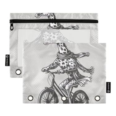 Imagem de Estojo decorativo com 3 argolas para lápis, design de camiseta, fichário com zíper, bolsa para lápis, fichários escolares, bolsos transparentes com zíper 25 x 18 cm, 2 pacotes