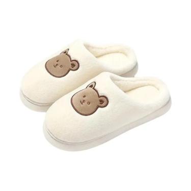 Imagem de Chinelos De Inverno Para Mulheres Em Algodão Com Estampa De Urso, Anti