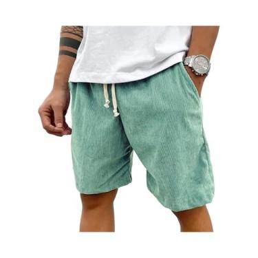 Imagem de Bermudas Casuais Masculinas De Veludo Cotelê Com Cintura Elástica Esti