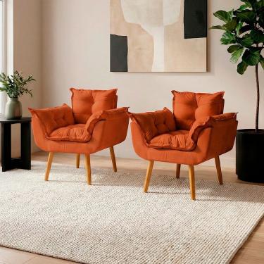 Imagem de Kit 2 Poltronas Decorativa Confortável Para Sala Recepção Manicure Salão de Beleza Consultório Escritório Alice Tecido Suede