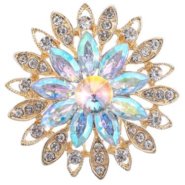 Imagem de Heclia Broche de girassol de cristal de strass para mulheres, broches extragrandes para roupas, vestido, decoração de chapéu, broche de xale com diamante, broches vintage grandes, one size, Acrílico