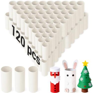 Imagem de Czoynife Pacote com 120 tubos de papelão brancos para artesanato, 1,38 x 3,98, rolos de papel a granel para crianças, materiais de arte para sala de aula, decoração de férias