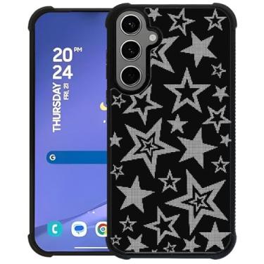 Imagem de CARLOCA Capa compatível com Samsung Galaxy S24 Plus, estampa de estrela preta e branca para meninas, ultra proteção, à prova de choque, silicone macio, TPU, antiderrapante, traseira