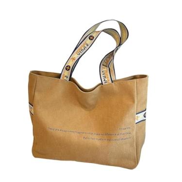 Imagem de RYZGOJV Sacola grande de lona de algodão super forte, bolsa de pano reutilizável para compras de supermercado, sacola elegante para mulheres - cáqui