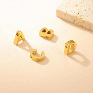 Imagem de Pingente De Letra Inicial A-Z Em Aço Inoxidável Cor Dourada Para Colar