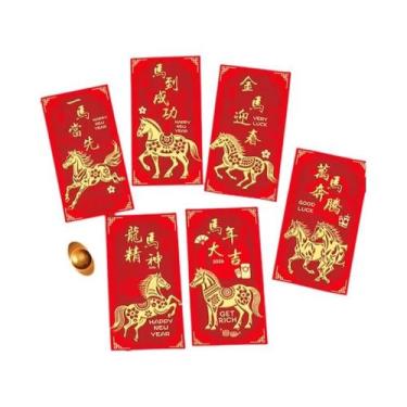 Imagem de Envelope Vermelho 6 Peças Para O Ano Novo Chinês, Bolsos De Dinheiro D