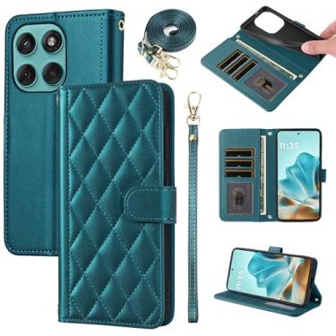 Imagem de Furiet Argyle Capa carteira para Motorola Moto Edge 60 PRO 5G com alça removível de pulso/ombro, compartimentos para cartões, bolsa fólio, acessórios de couro PU de luxo para celular 60PRO mulheres
