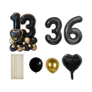 Imagem de Conjunto De Balões De Alumínio Em Forma De Coração Preto Para Decoraçã