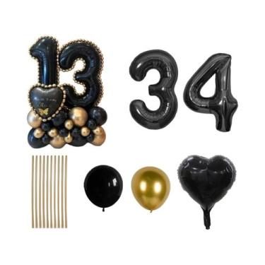 Imagem de Conjunto De Balões De Alumínio Em Forma De Coração Preto Para Decoraçã