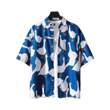 Imagem de Camisas Havaianas Masculinas De Verão Com Estampa 3D De Panda, Soltas,