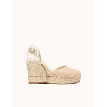 Imagem de Sandália Anabela Alta Romero Camurça Bege, Areia, 34