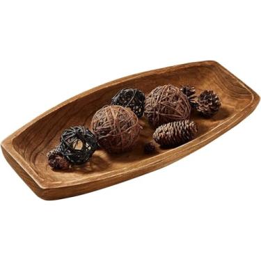 Imagem de Tigela de massa de madeira, tigelas decorativas esculpidas à mão para decoração Tigelas de massa de madeira rústicas tigela de massa de madeira decorativa para mesa centro de mesa sala de estar sala