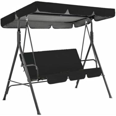 Imagem de Capa de substituição para cadeira de balanço, proteção UV, para 2/3 lugares, para jardim, cor preta (164x114x15cm/150x50x10cm)
