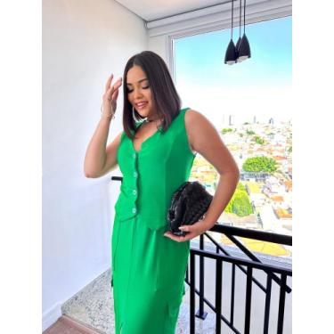 Imagem de Conjunto saia com fenda e regata - Yasmin modas, Verde, M