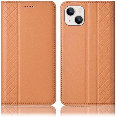 Imagem de VEVEL Capa de telefone flip com suporte de cartão, para Apple iPhone 14 Plus 6,7 polegadas 2022 capa de telefone de couro fólio magnético (cor: bege)