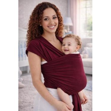 Imagem de Baby Sling Wrap Mamãe Canguru – Confortável, Ergonômico, Tecido Malha Gel 100% Poliéster – Prático de Lavar – Uso Diário (VINHO)