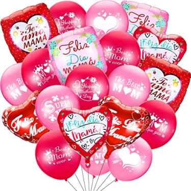 Imagem de 56 peças de balões de festa para o dia das mães, decorações de festa espanhola para o dia das mães, balões pequenos para o dia das mães, balões para o dia das mães, balões de coração, aniversário e mães para decorações de feliz dia das mães