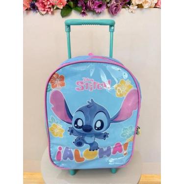 Imagem de Mochila Infantil Pequena com Rodinhas Lilo Stitch e Angel Azul - no-br