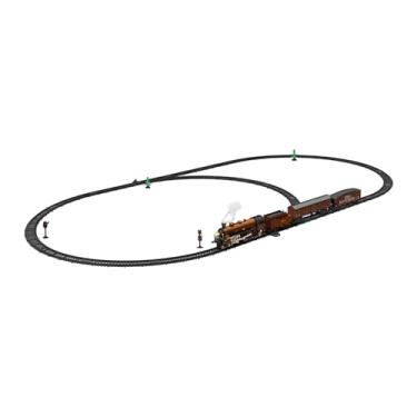 Imagem de Kokiya a vapor de brinquedo, conjunto de elétrico, com fumaça, luzes e sons, com trilhos para festivais, Marrom