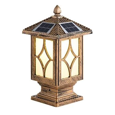 Imagem de Poste poste moderno poste solar jardim poste luminária cerca quadrada poste exterior luz de gramado luz de rua poste luz para jardim quintal poste poste paisagem pilar (latão 25 * 47 cm)