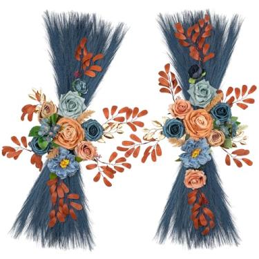 Imagem de Lisuun Flores de arco de casamento, flores artificiais para pano de fundo de recepção e sinal de cerimônia de boas-vindas, flores grandes para decoração floral de cerimônia de casamento de sonhos