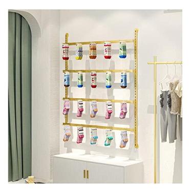 Imagem de pcagfaajmh Prateleira flutuante prateleiras flutuantes cabide de metal de parede para roupa íntima, prateleira suspensa ajustável de 5 andares com ganchos para calcinhas/meias suporte organizador de