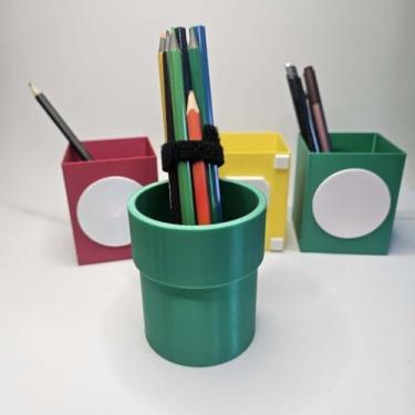 Imagem de Kit de 4 Organizadores Criativos - Porta-Caneta e Lápis para Mesa de Escritório e Home Office, Design Único e Prático (APENAS CANO)