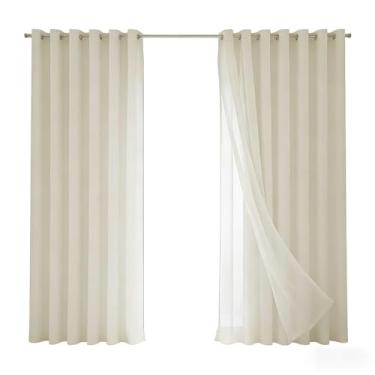 Imagem de Cortina Voil Gaze de Linho com Forro Microfibra - Ilhós Cromados, Ideal para Quartos, Salas e Ambientes Domésticos com Privacidade e Estilo (PALHA,6X2,50)