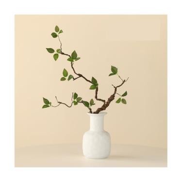 Imagem de KEG801302 Vaso de cerâmica de flores falsas, decoração de sala de estar, simulação de botões verdes, ramos falsos e folhas, decoração de arranjo