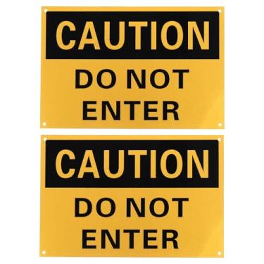 Imagem de PATIKIL Caution Do Not Enter letreiro 35 x 25 cm, 2 peças de alumínio Danger Do Not Enter Sinais para Áreas Industriais Armazenamento Instalações Químicas, Preto em Amarelo e Amarelo em Preto