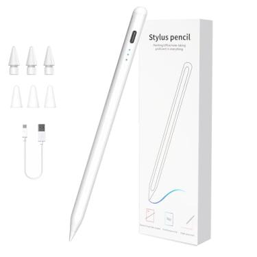 Imagem de Caneta Stylus para iPad 2018-2025, lápis magnético de carregamento rápido de 13 minutos (carregamento rápido de 3x) com sensibilidade de inclinação e rejeição da palma da mão para iPad 6-8/9/10/11