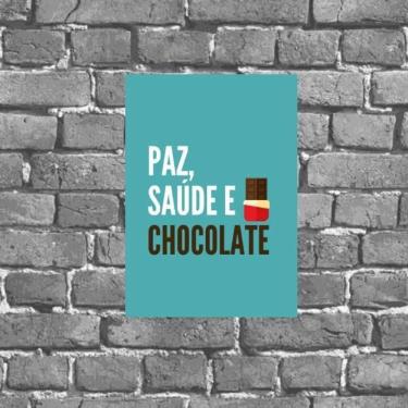 Imagem de Placa Decorativa Paz Saúde Chocolate 18X27Cm