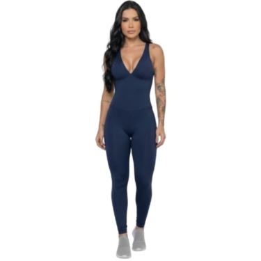 Imagem de Macacão Liso Longo Com Bojo Vekyo Roupa para Academia Treino Suplex Moda Fitness Feminina-Feminino