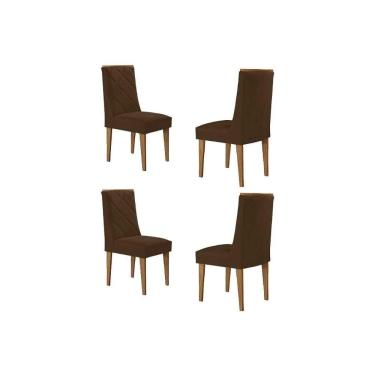 Imagem de Kit 4 Cadeiras de Cozinha Pietá 4 Un Naturalle/Suede Capuccino - Rufato