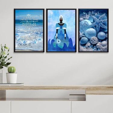 Imagem de Kit 3 Quadros Orixá Iemanjá- Odayá 45X34Cm - Com Vidro