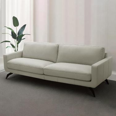 Imagem de Sofá Decorativo Thalia 4 Lugares Sala de estar 270cm Pés em Aço Couro Bege G88 - Gran Belo