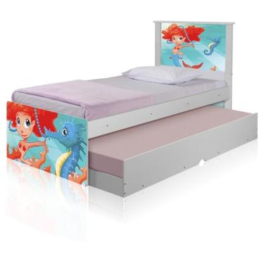 Imagem de Bicama Juvenil Adesivada Sereia Ruiva Com Colchões