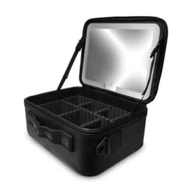 Imagem de Kit Maleta Maquiagem completo Profissional Com Espelho e Luz Led e paleta de maquiagem(Preto)