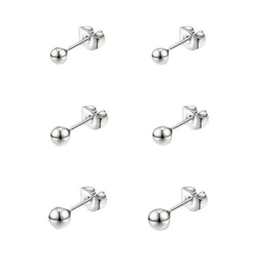 Imagem de Conjunto De Brincos De Bola Em Aço Inoxidável Banhado a Ouro 18K - 3 a