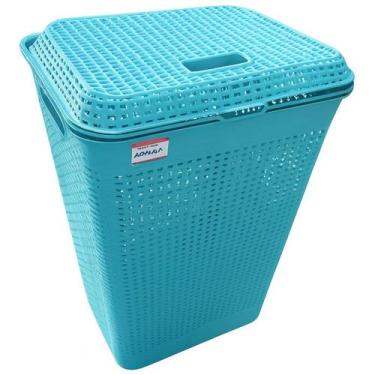 Imagem de Cesto De Roupa Suja Grande 72L Resistente Lavanderia Tampa Organizador