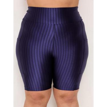 Imagem de Bermuda Poliamida 3D Plus Size Feminina com Bolso Funcional Moda Fitne