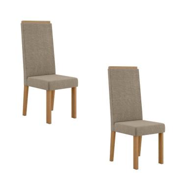 Imagem de Kit 2 Cadeiras Nice com Espaldar – Tecido Veludo Suede, Pés em MDF com Sapatilhas Plást...