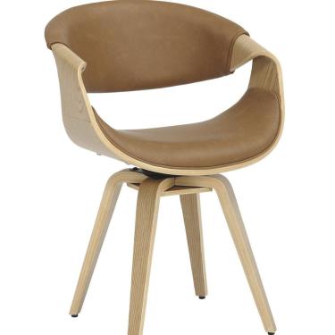 Imagem de Cadeira Estofada Madeira Couro Nicole Espresso Móveis Caramelo