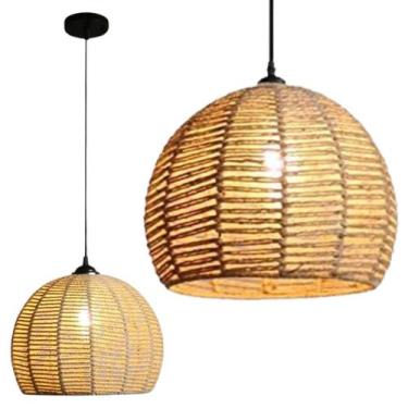 Imagem de Luminária Pendente Globo 30Cm Sisal Lustre Rústico Teto - GIMPO