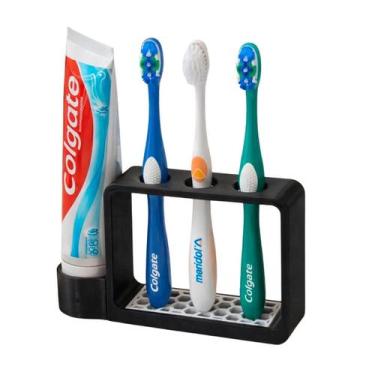 Imagem de Porta Escova De Dente Preto Triplo Para Pia Do Banheiro - Relet