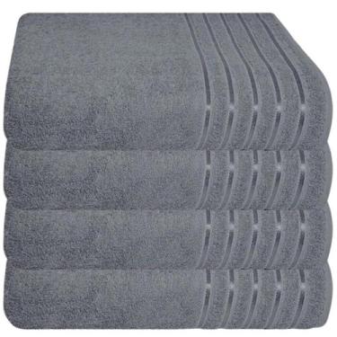 Imagem de Kit 4 Toalhas Banhão 100% Algodão 90x150 Cm Teka Comfort, Cinza