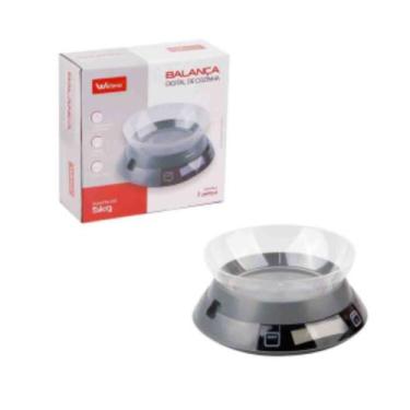 Imagem de Balança de Cozinha Digital Redonda com Tigela Plástica 5kg - WELLMIX