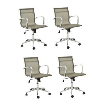 Imagem de Kit 4 Cadeiras de Escritório Diretor Esteirinha em Tela Mesh Sevilha A