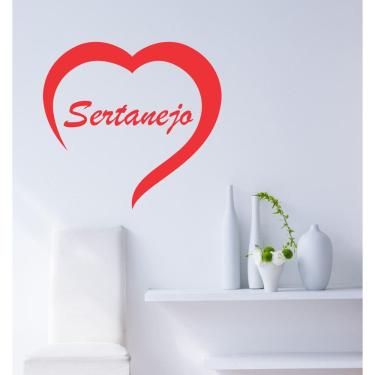 Imagem de Adesivo Decorativo De Parede Frase Amor Sertanejo E Coração